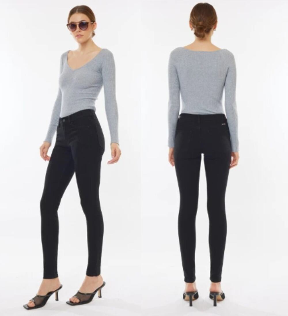 KanCan NEW Alani Mid-Rise Super Skinny Black Stretch Jeans Women 7/27 KC11214BK